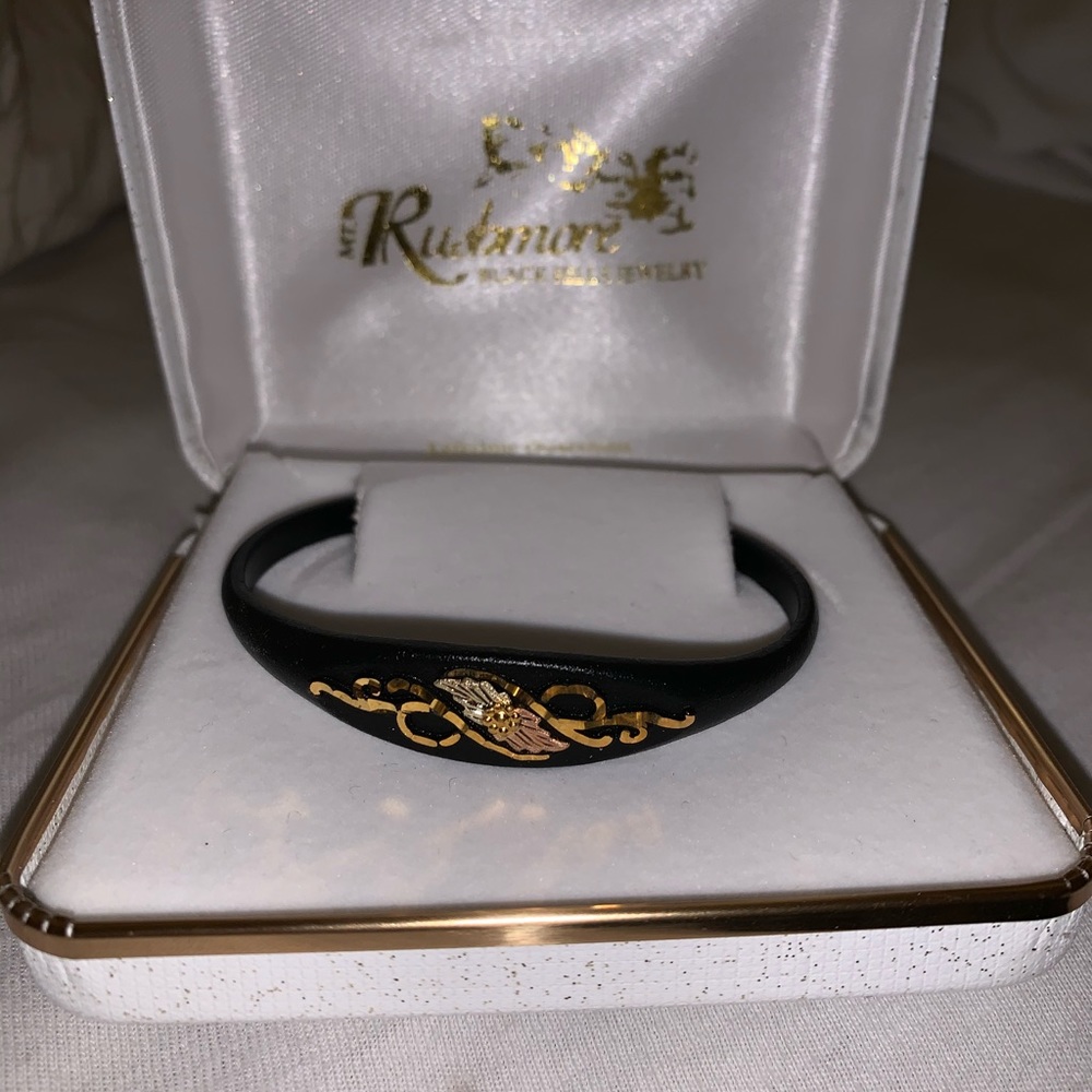 Italian Cuff Bracelet Black Gold Open Clasp